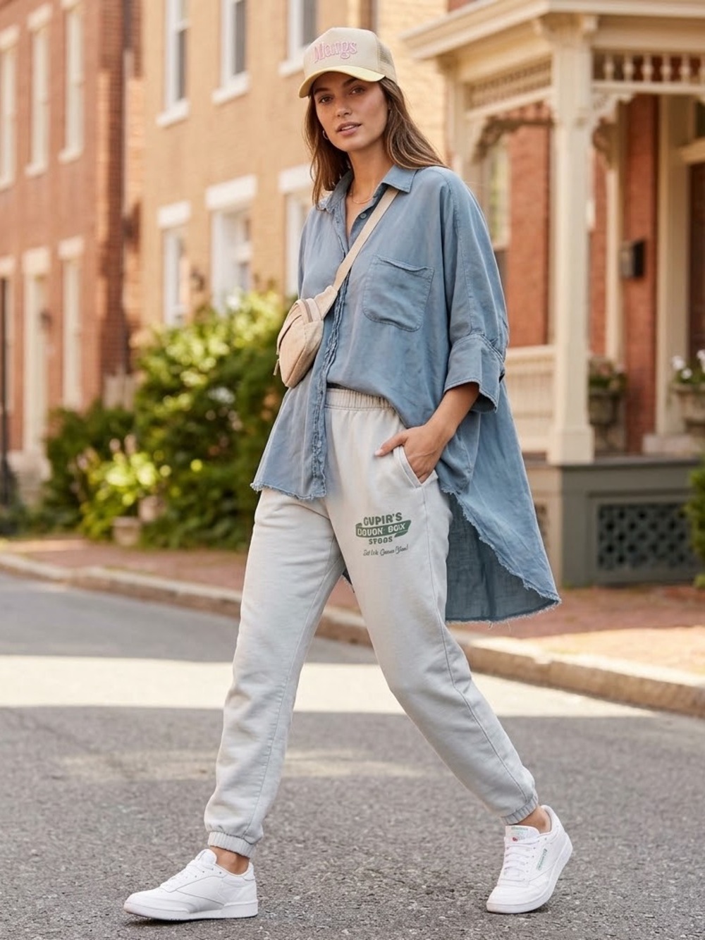 Free People Dusty Blue Oversized Button-Up Shirt